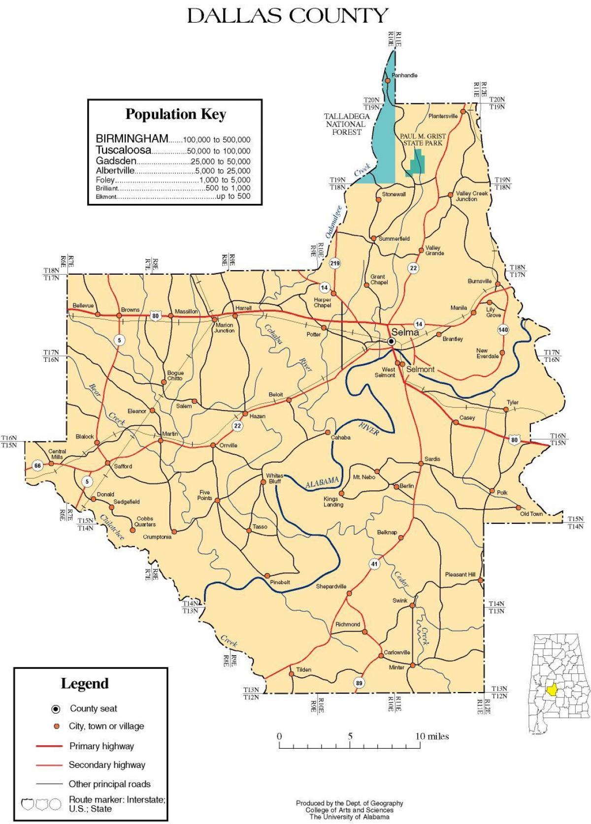 kort af Dallas county