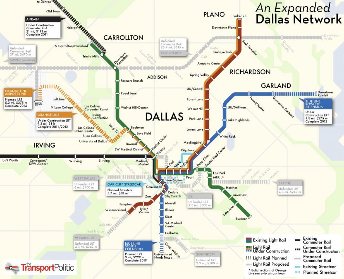Dallas tog system map