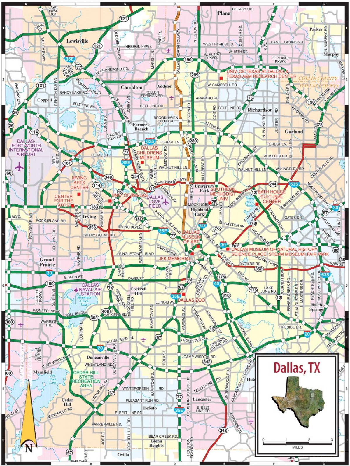 byen Dallas kort