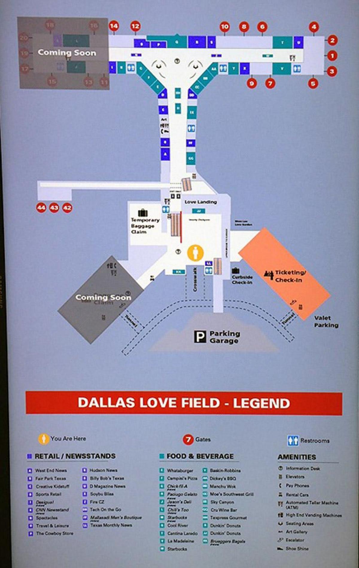 Dallas love field lufthavn kort