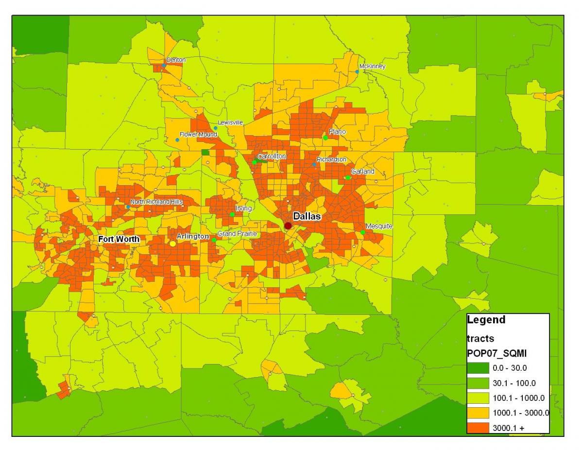 kort over Dallas metroplex