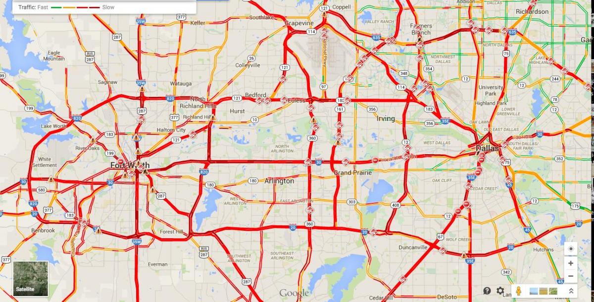 kort over Dallas trafik