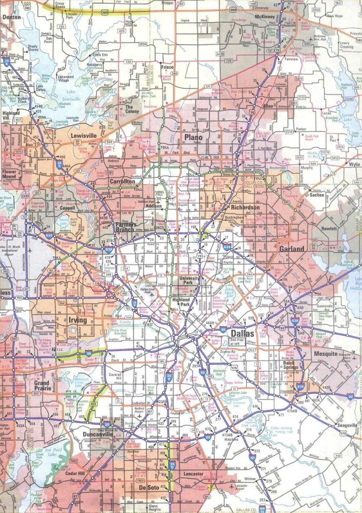 kort over Dallas Texas-området