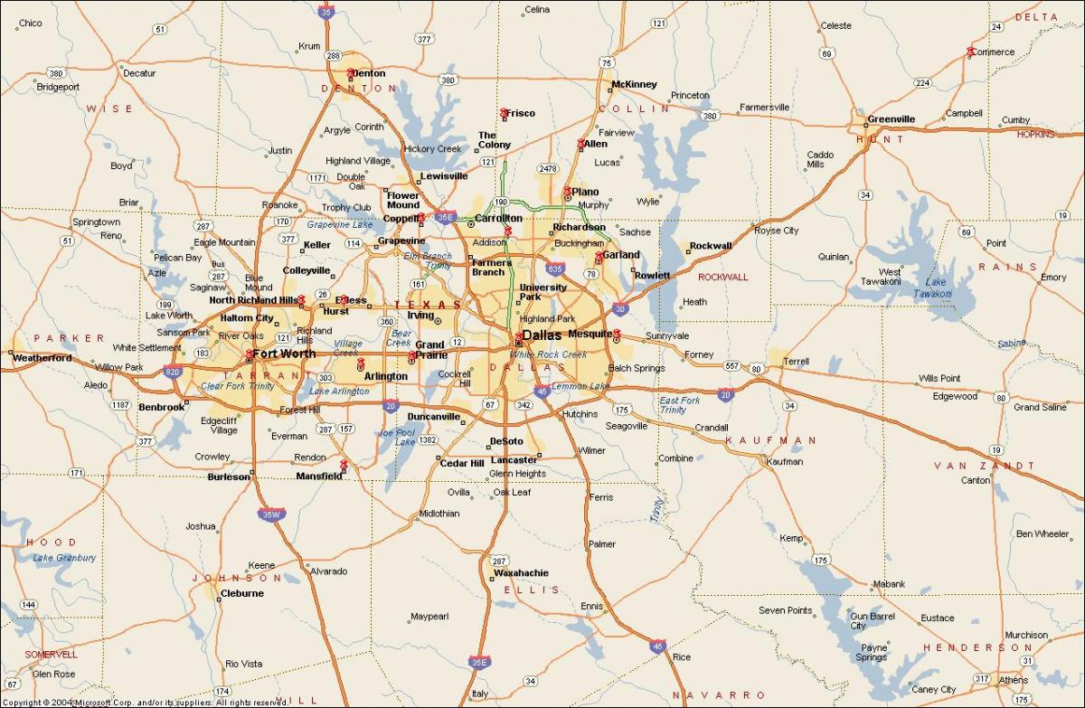 Dallas Fort Worth metroplex kort