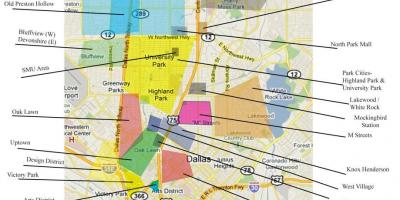 Kort over Dallas kvarterer