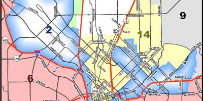 Byen Dallas zoneinddeling kort