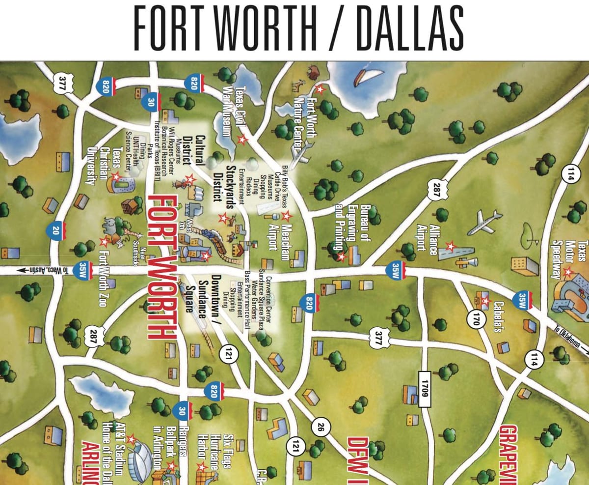 kort over Dallas Fort Worth område